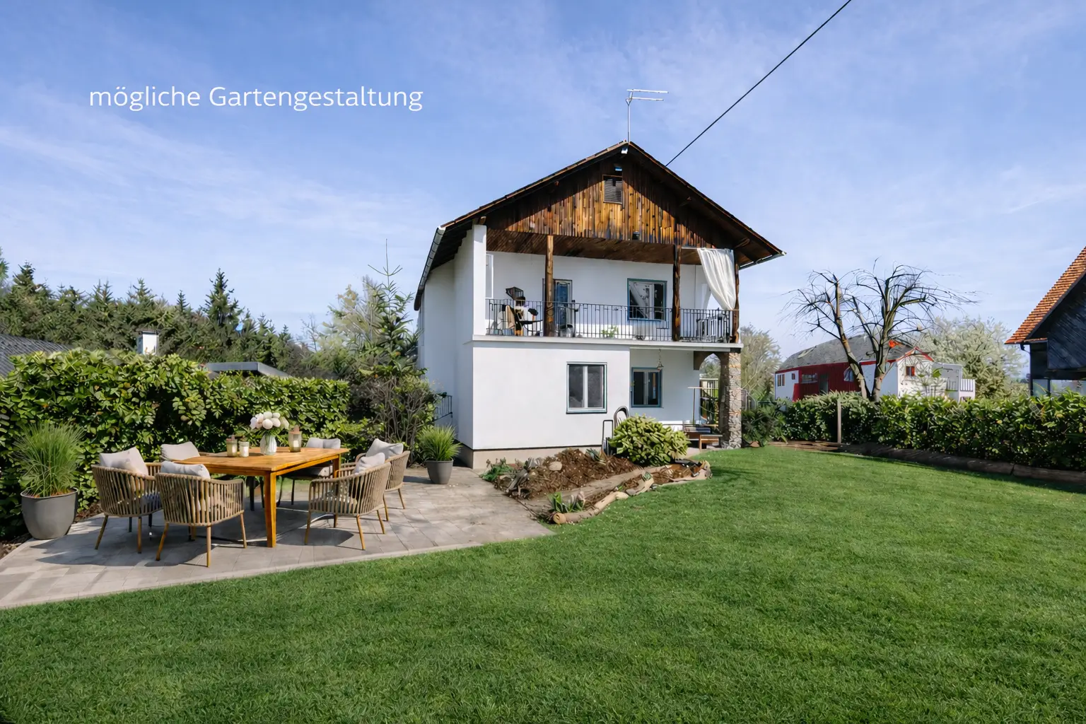 Mögliche Gartengestaltung im Landhausstil