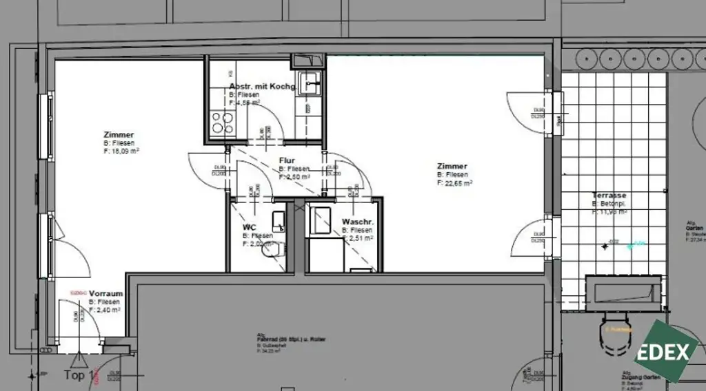 Modernes 2-Zimmer-Büro mit Terrasse und Kühlung im 18. Bezirk