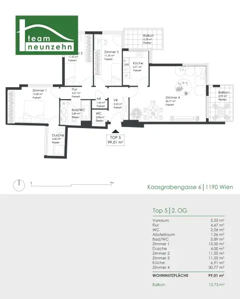 Geräumige Wohnung in Ruhelage in 1190 Wien - Einbauküche, Klimaanlagen und zwei Balkon inklusive!
