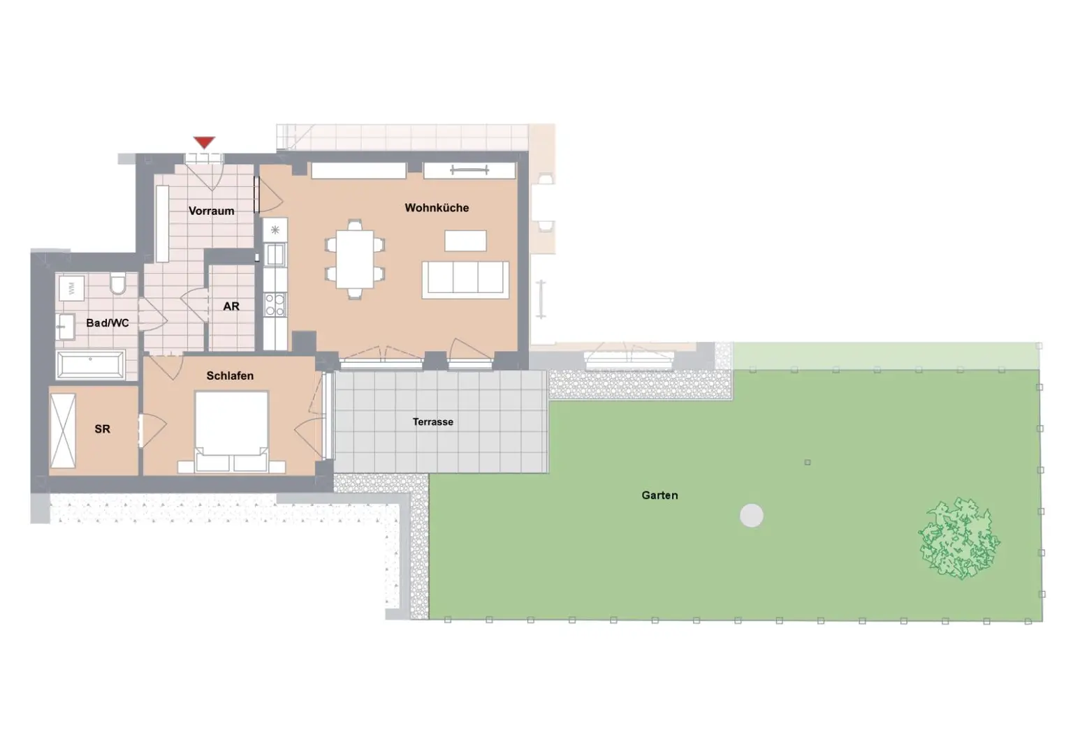 BAUBEGINN ERFOLGT! 2-Zimmer-Neubau-Gartenwohnung im Einfamilienhausgebiet in Ruhelage!