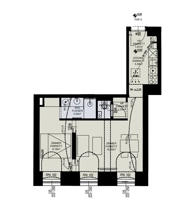 NEW-Schöne 2-Zimmer-Wohnung, Erstbezug im Herzen von Wien, Erdgeschoss