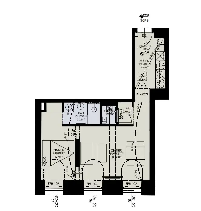 NEW-Schöne 2-Zimmer-Wohnung, Erstbezug im Herzen von Wien, Erdgeschoss