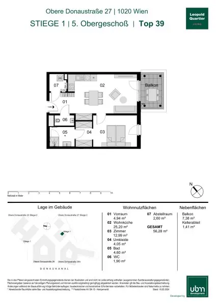 „Leopold Quartier“  Helle provisionsfreie 2-Zimmer Eigentumswohnung mit Balkon (Erstbezug!) Top 39