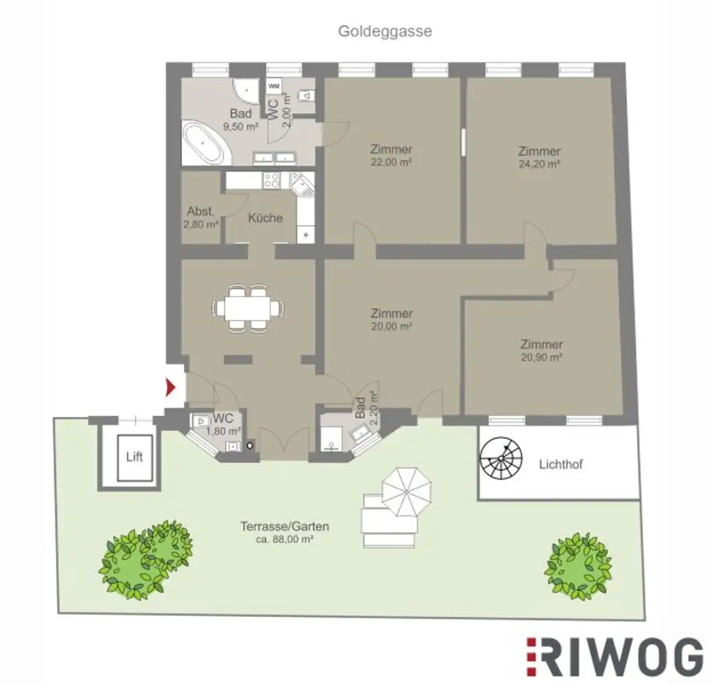 Unbefristet // BÜRO MIT TERRASSE + GARTEN in der Goldeggasse