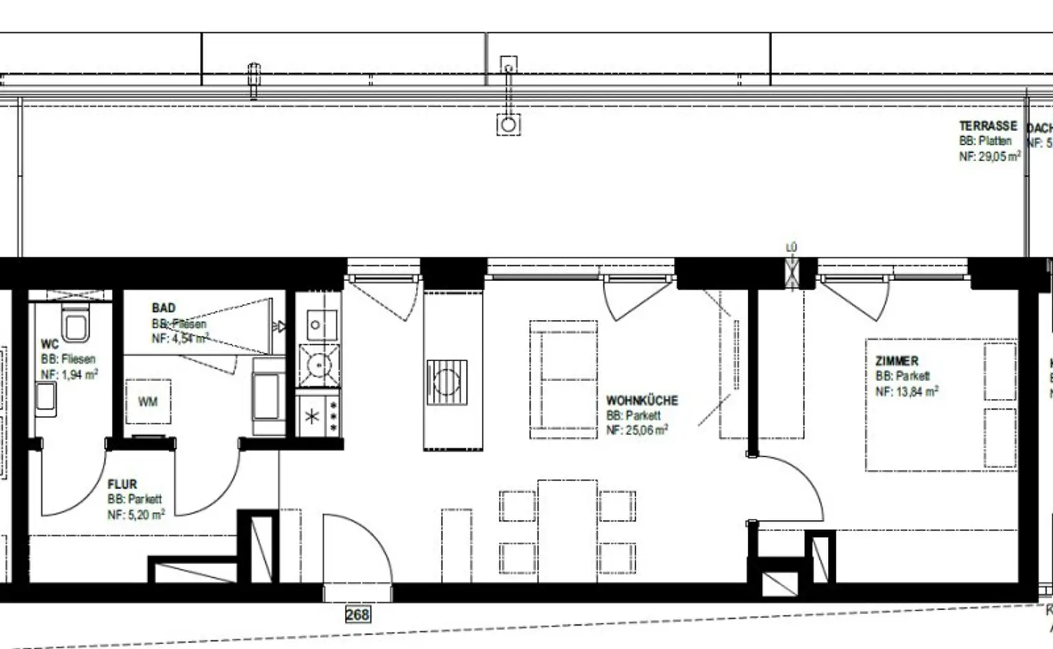 Moderne 2-Zimmer-Wohnung mit großzügiger Terrasse (29,05 m²) und stilvoller Ausstattung