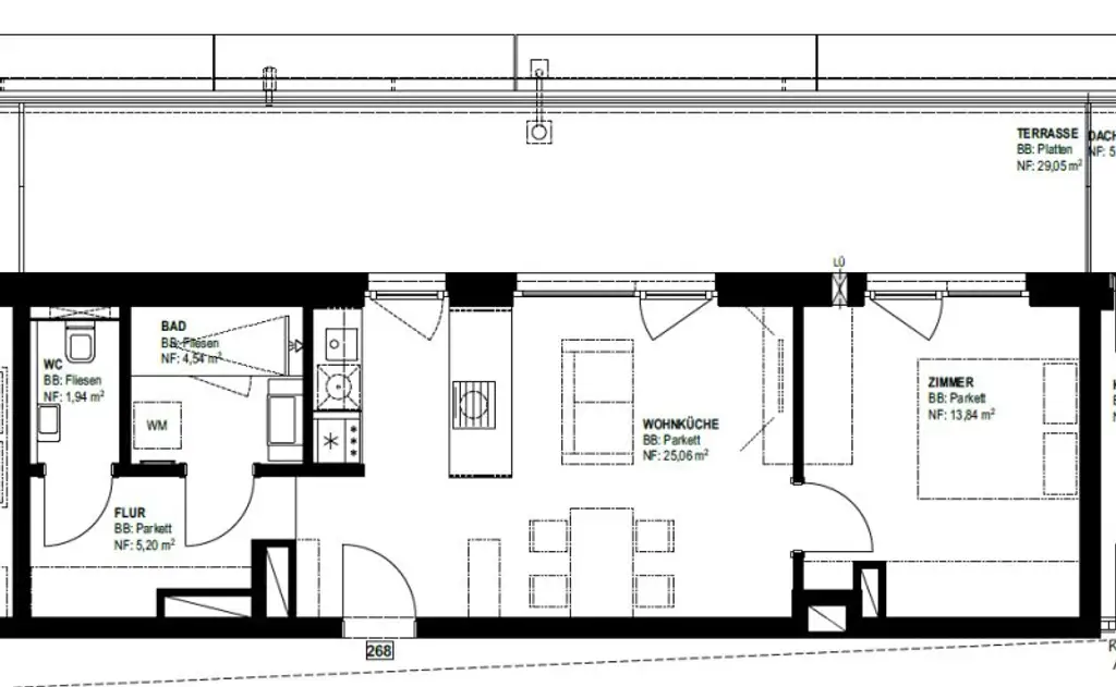 Moderne 2-Zimmer-Wohnung mit großzügiger Terrasse (29,05 m²) und stilvoller Ausstattung