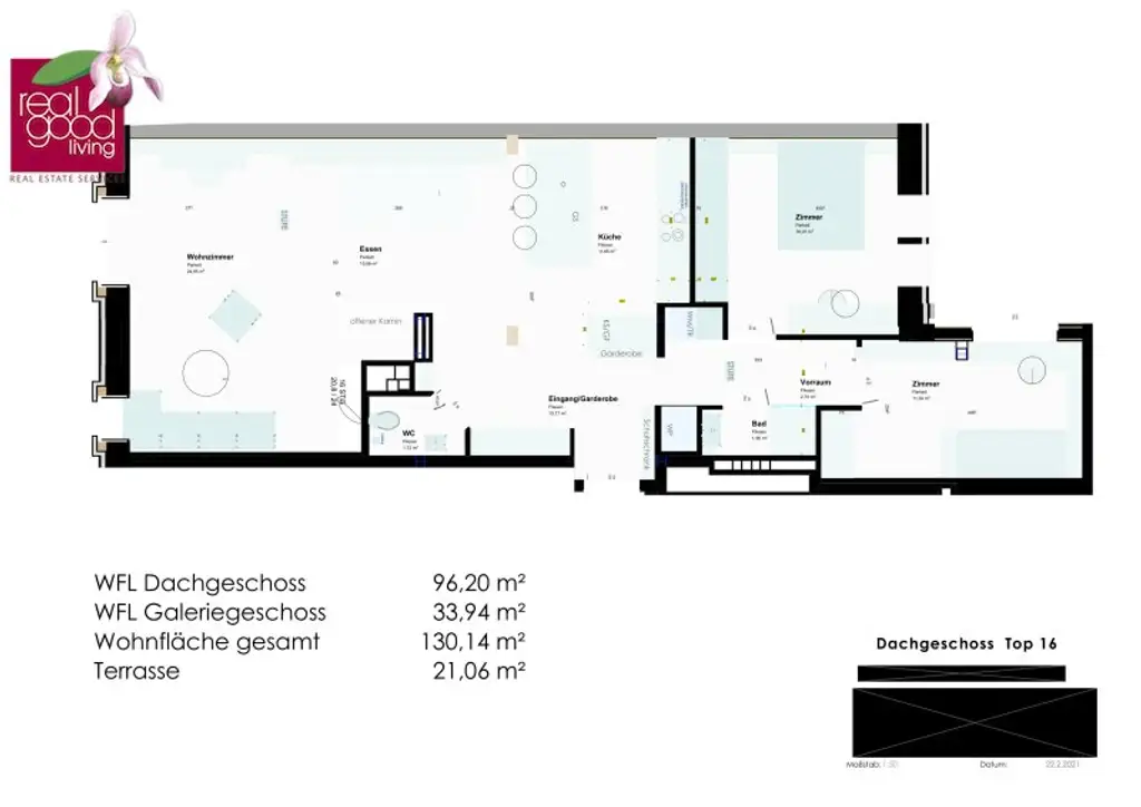4-Zimmer-Dachgeschoßwohnung mit Galerie & Terrasse in unmittelbarer Nähe zum Karmelitermarkt