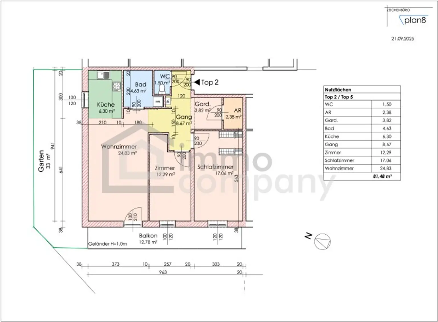 Seniorenwohnungen mit +PLUS+ in wunderbarer Grünruhelage / Top 2 - 1.OG  - 81 m² - 3 Zimmer – Balkon - Garten - Garage / Bezug 2026