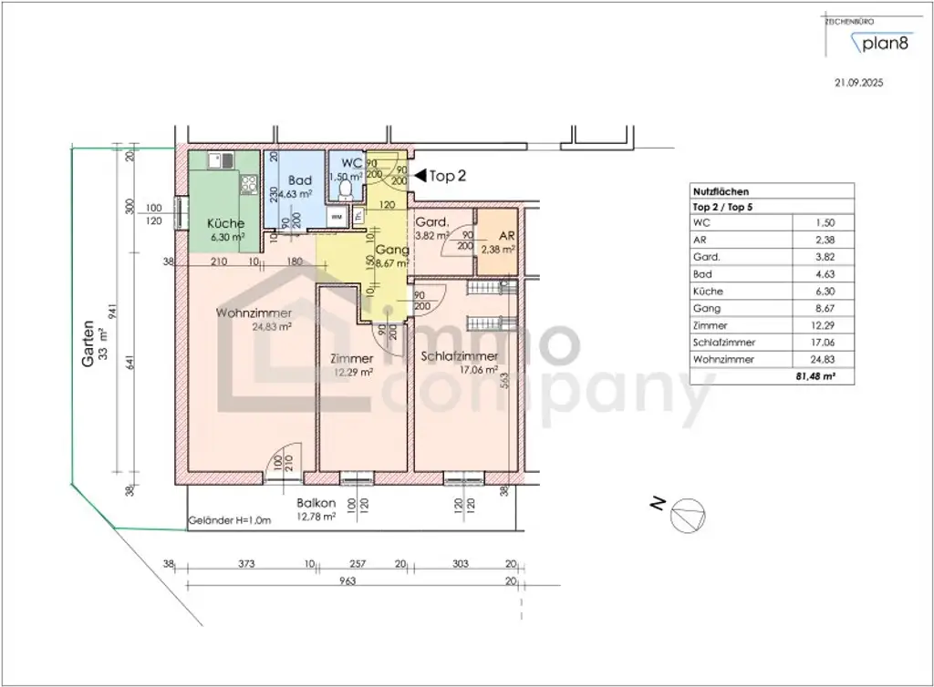 Seniorenwohnungen mit +PLUS+ in wunderbarer Grünruhelage / Top 2 - 1.OG  - 81 m² - 3 Zimmer – Balkon - Garten - Garage / Bezug 2026