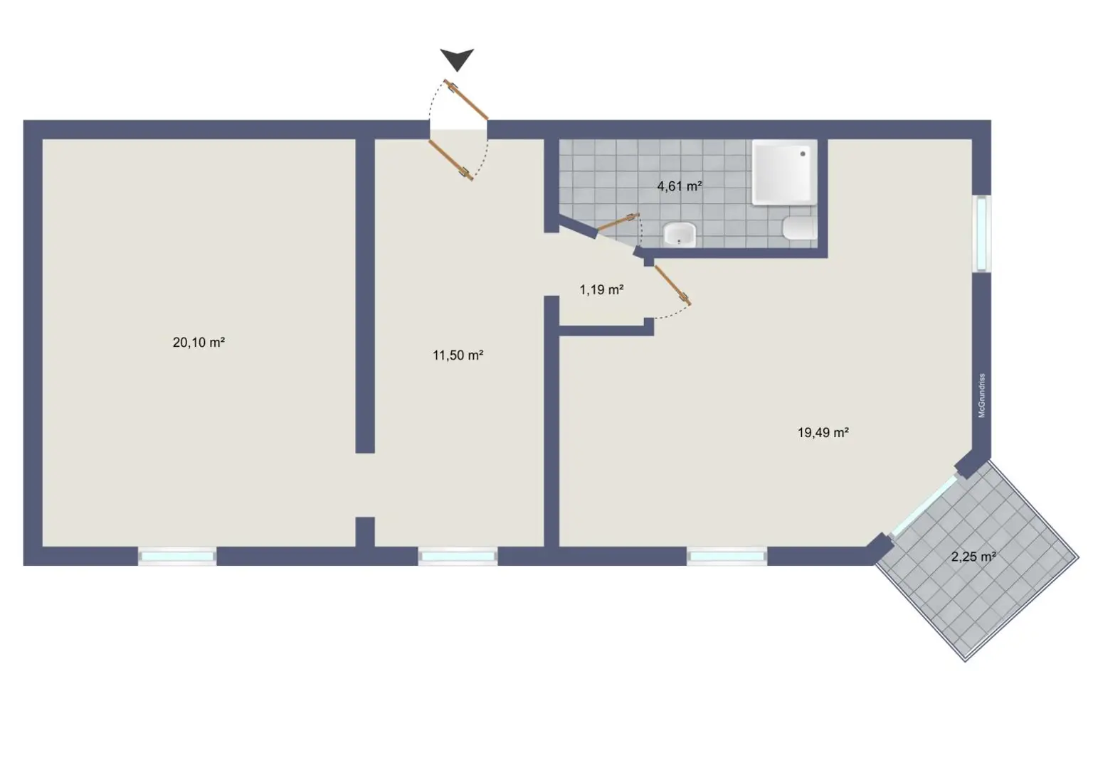 Wohnung mit Balkon und Abstellplatz, an der Hauptstrasse, 2 Zimmer + Küche