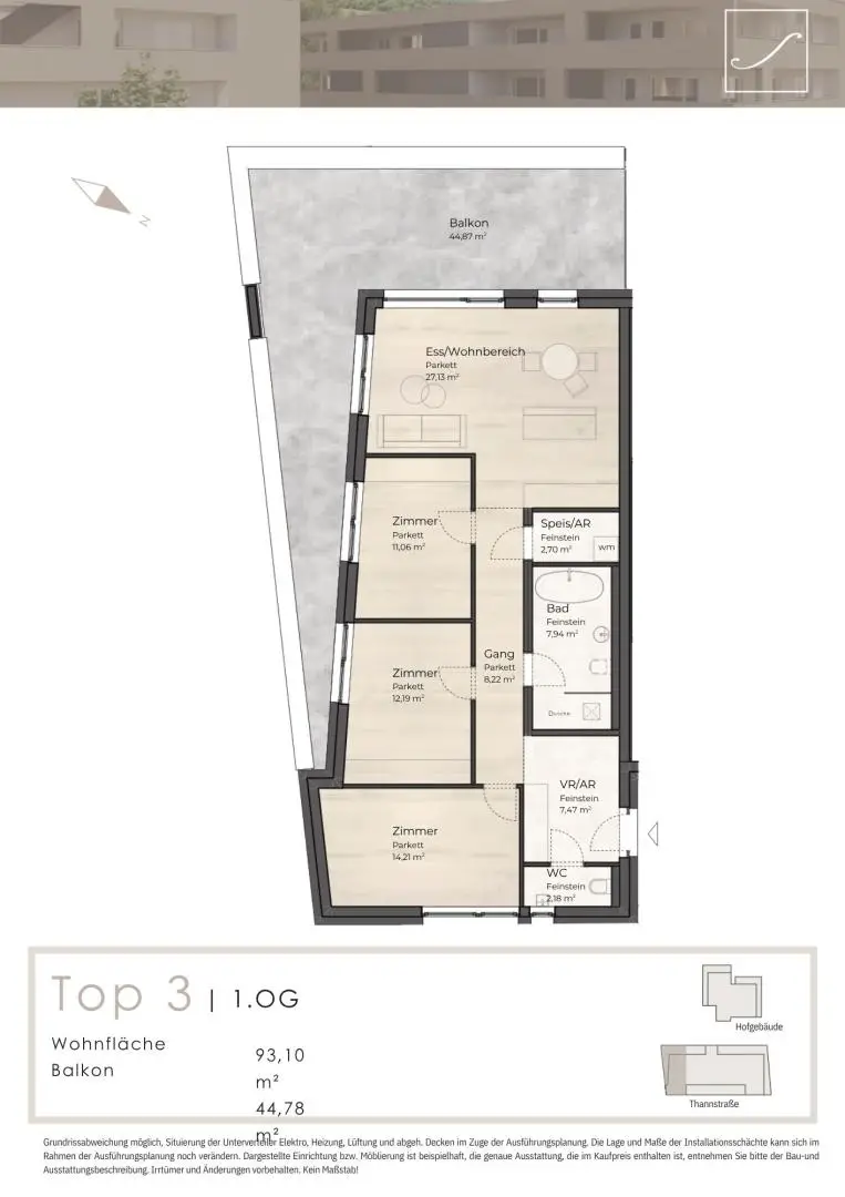 Grundriss Top 3, 1.OG