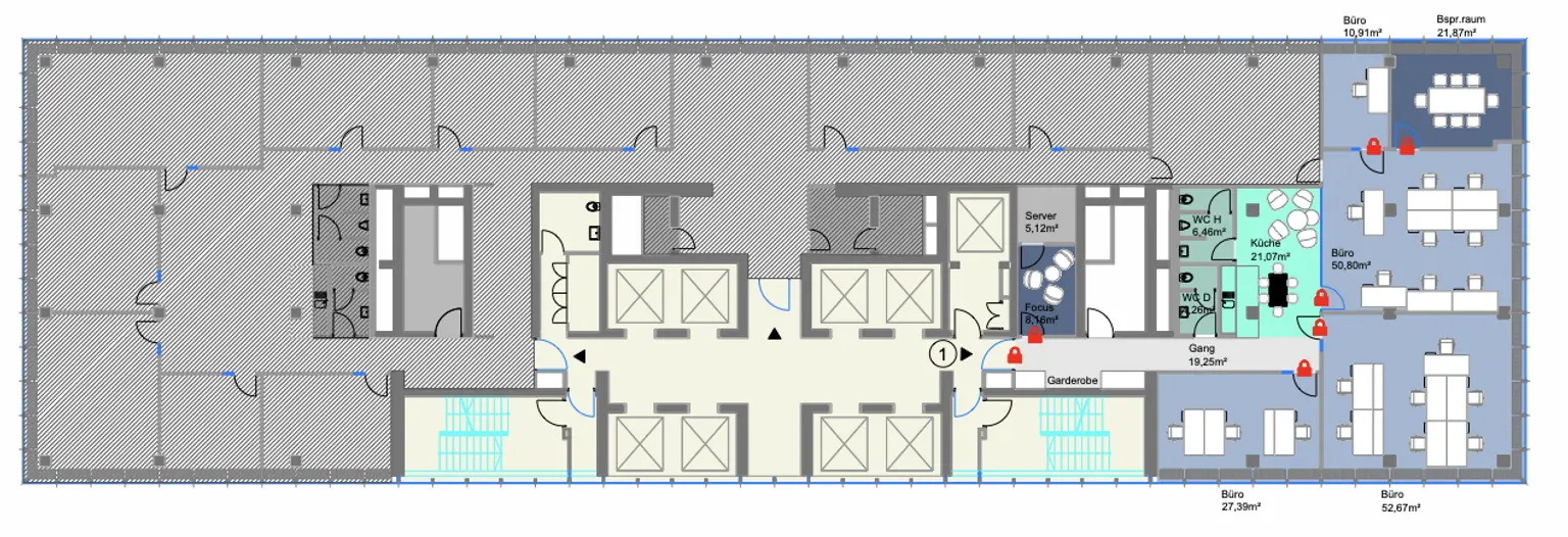 Grundriss A 15.OG rechte Seite ca. 222m2