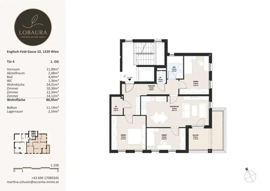 Familienfreundliche 4-Zimmer Wohnung mit Balkon an der Lobau!