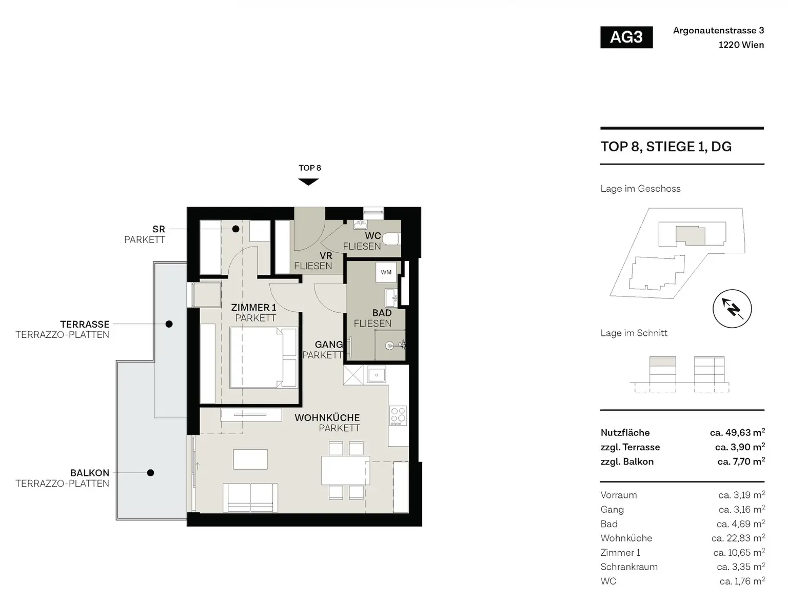 Grundriss Top 8, Stiege 1