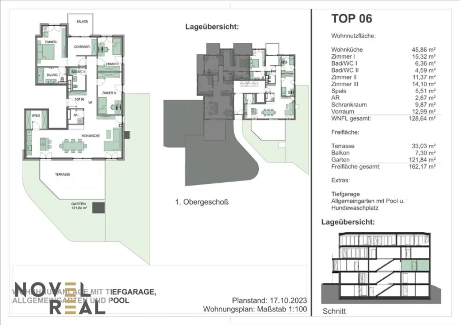 3 Zimmer Erstbezugwohnung mit Balkon! Pool im Gemeinschaftsgarten!