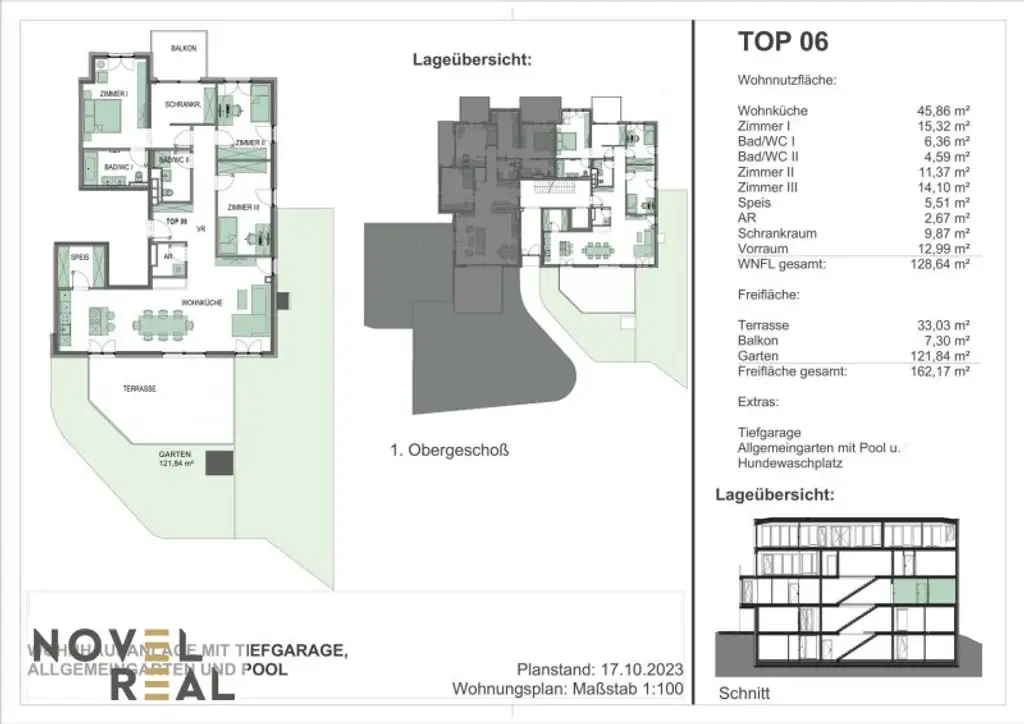 3 Zimmer Erstbezugwohnung mit Balkon! Pool im Gemeinschaftsgarten!