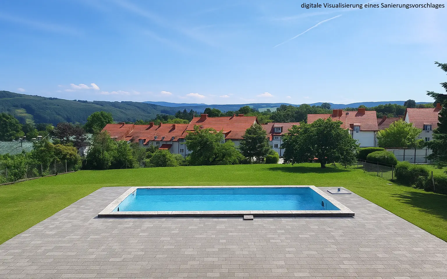 GEPFLEGTES EIN- ODER ZWEIFAMILIENHAUS MIT POOL UND FERNBLICK