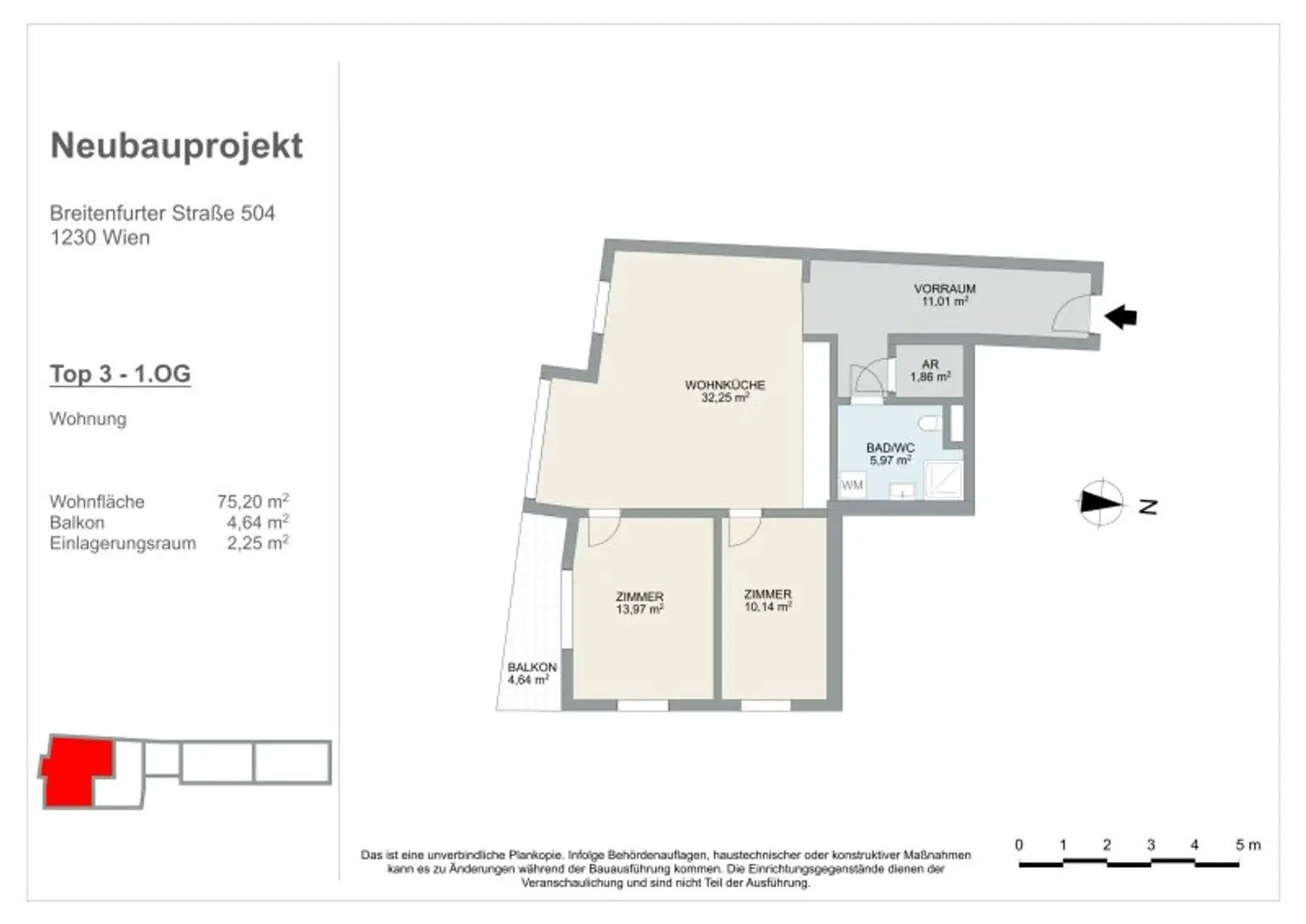 ERSTBEZUG | Optimal geschnittene 3-Zimmer Wohnung mit Balkon in charmantem, kleinem Wohnprojekt | TOP 3
