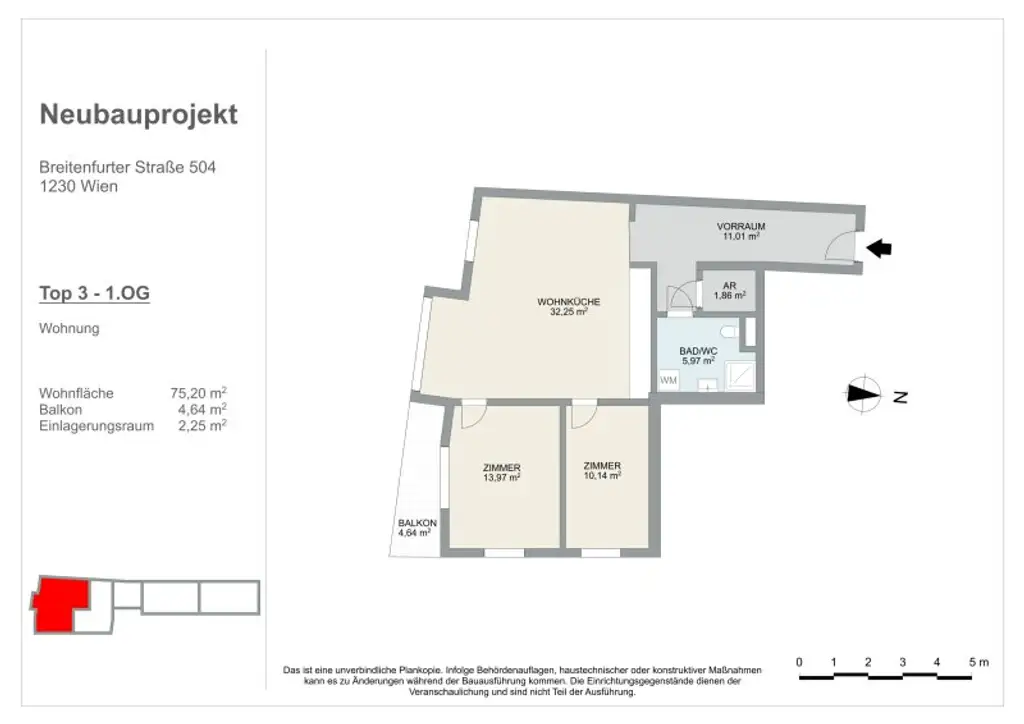 ERSTBEZUG | Optimal geschnittene 3-Zimmer Wohnung mit Balkon in charmantem, kleinem Wohnprojekt | TOP 3