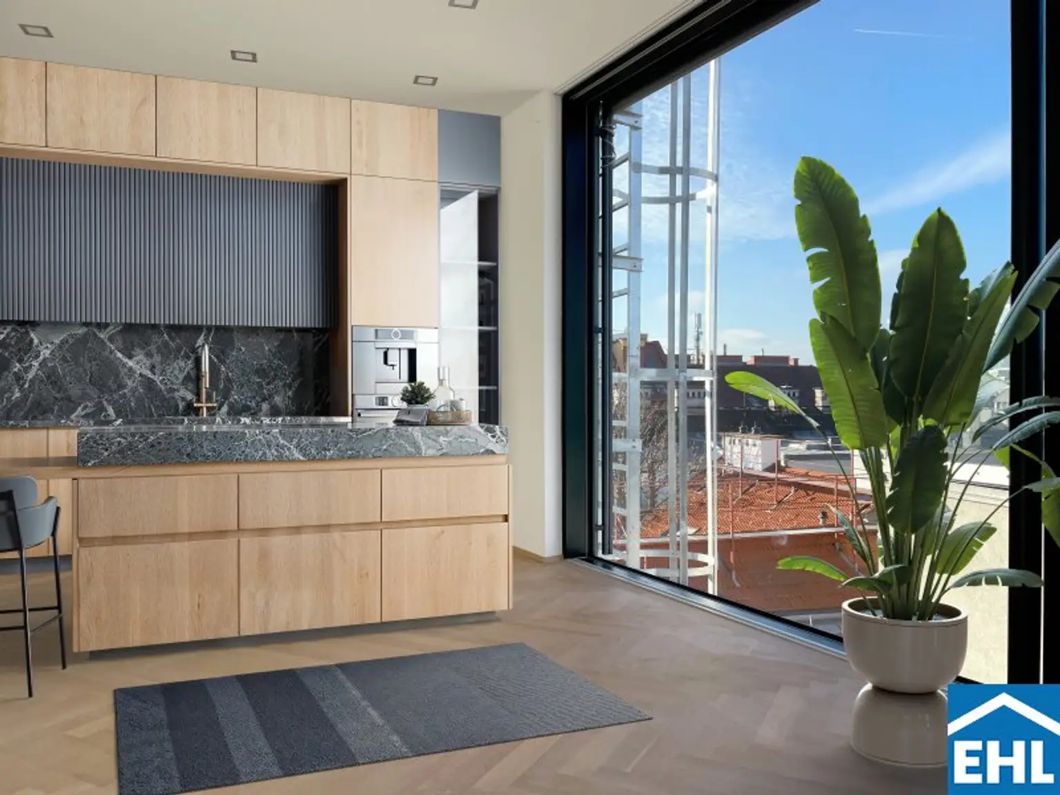 Spektakuläre Dachgeschoßmaisonette mit Terrassentraum und Blick auf die Canisiuskirche