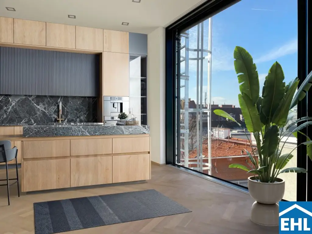 Spektakuläre Dachgeschoßmaisonette mit Terrassentraum und Blick auf die Canisiuskirche