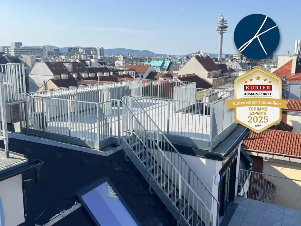 *Superprojekt: ''Über den Baumwipfeln" TOP 53 MIT BALKON + SUPER-PANORAMA-DACHTERRASSE & WIEN-BLICK