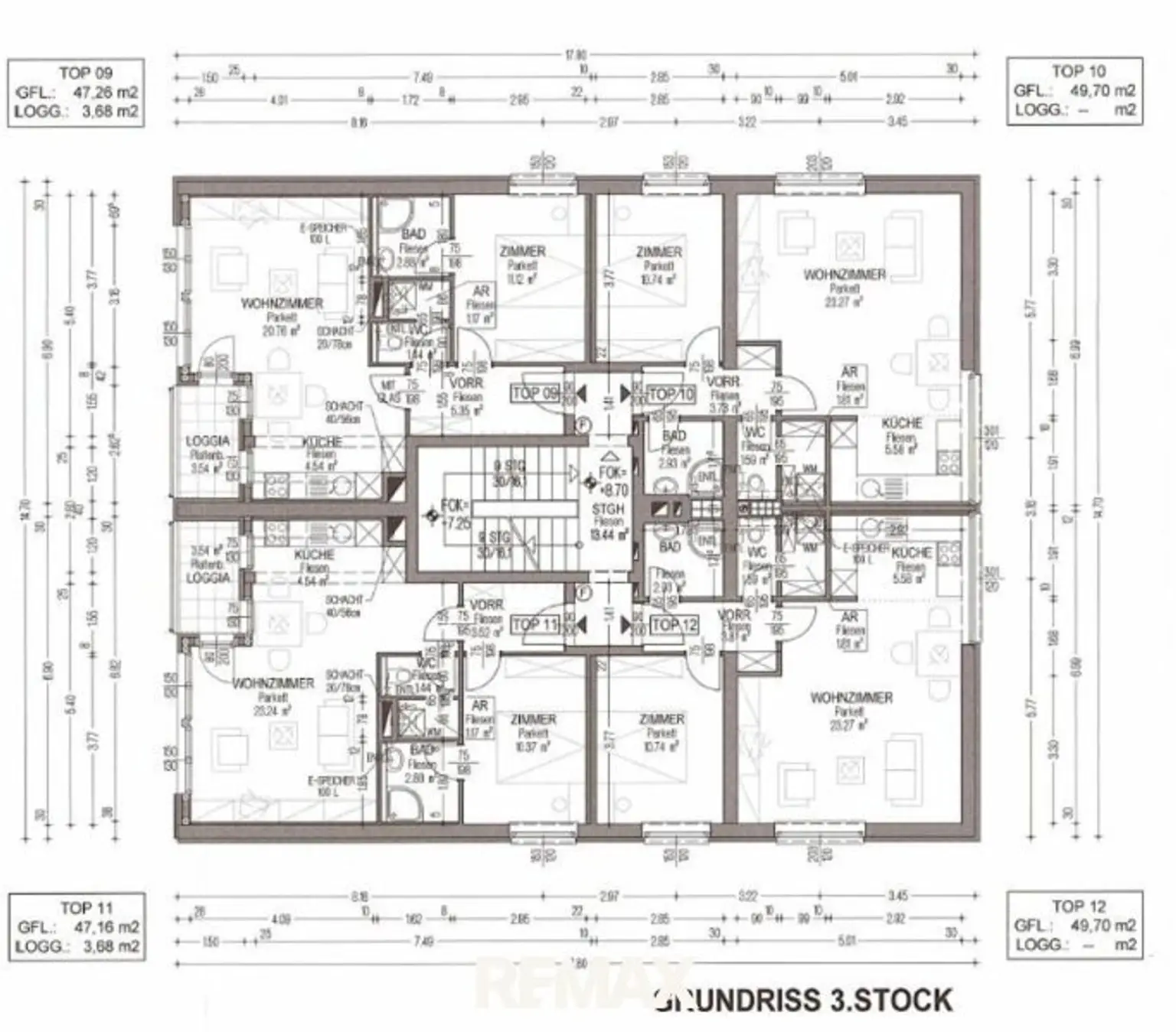 Grundriss Wohnhaus - 3. Stock