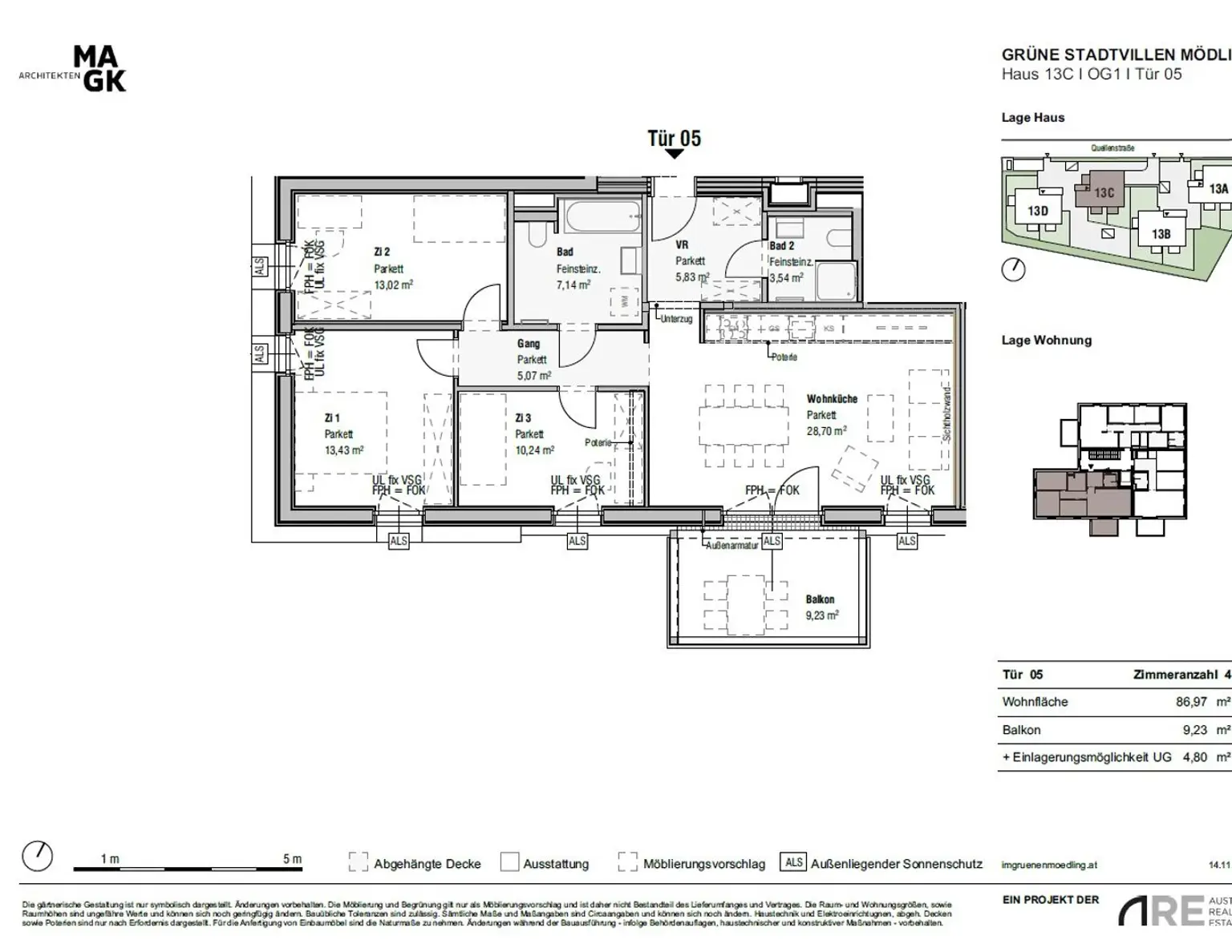 GRÜNE STADTVILLEN - 4 Zimmer mit Balkon - Sichtholz in der Wohnung! | Provisionsfrei!