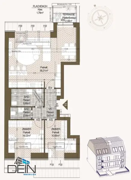 PROVISIONSFREI! EXKLUSIVE 3 ZIMMER DG-WOHNUNG MIT EINER KLEINEN TERRASSE IN STAMMERSDORF!