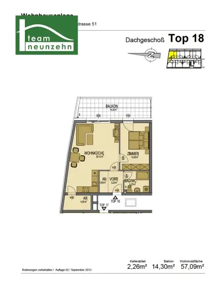 Ruhige Wohnung im Zentrum von Himberg mit großer Terrasse und Abstellraum! Ab Februar 2026