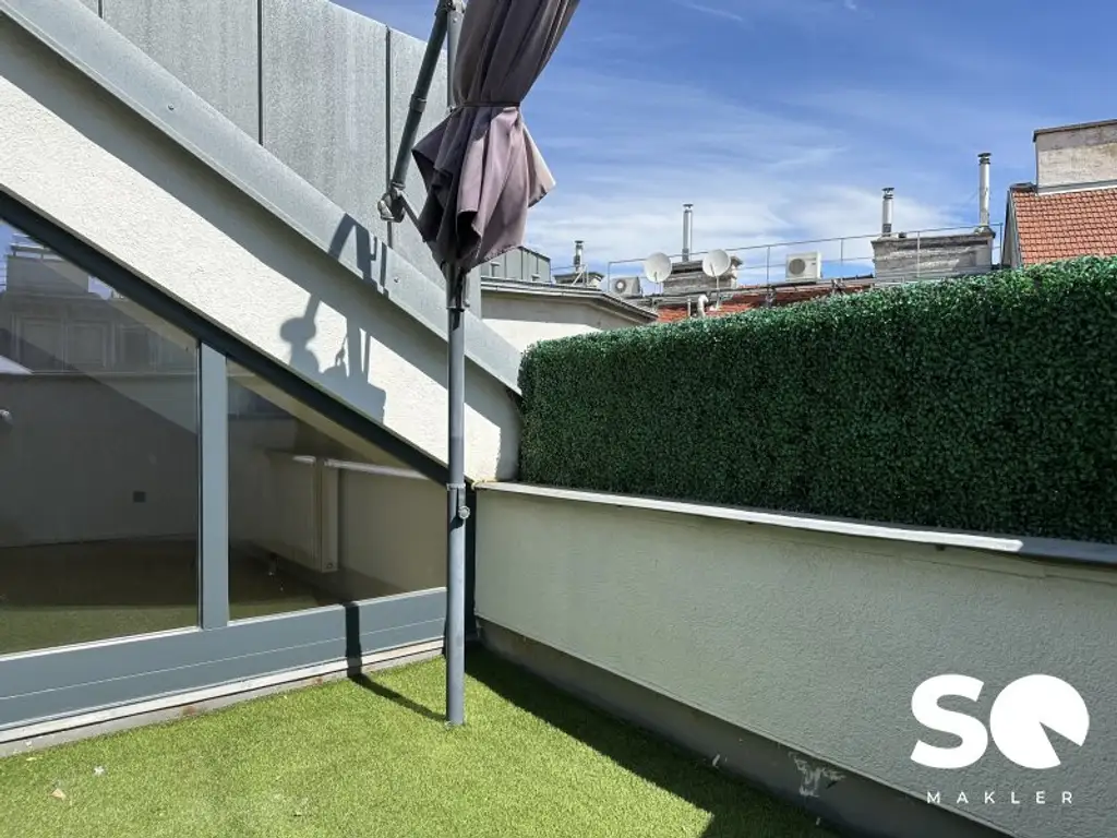 #SQ - DG / LOFT - STILVOLLES WOHNEN MIT SONNIGER TERRASSE BEIM AUGARTEN (GAUßPLATZ) & NÄHE DONAUKANAL (U4)