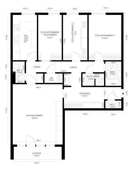 Eleganter "Retro-Style" - Großzügige, sonnige, ruhige Wohnung mit Süd-Loggia! 2 Garagenplätze!