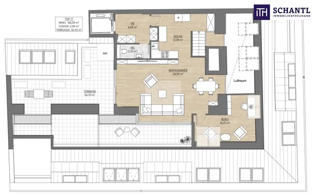 Luxuriöses Penthouse in Bestlage: Private Liftfahrt - 50 m² Sonnenterrasse - 5 Zimmer. So will man leben!