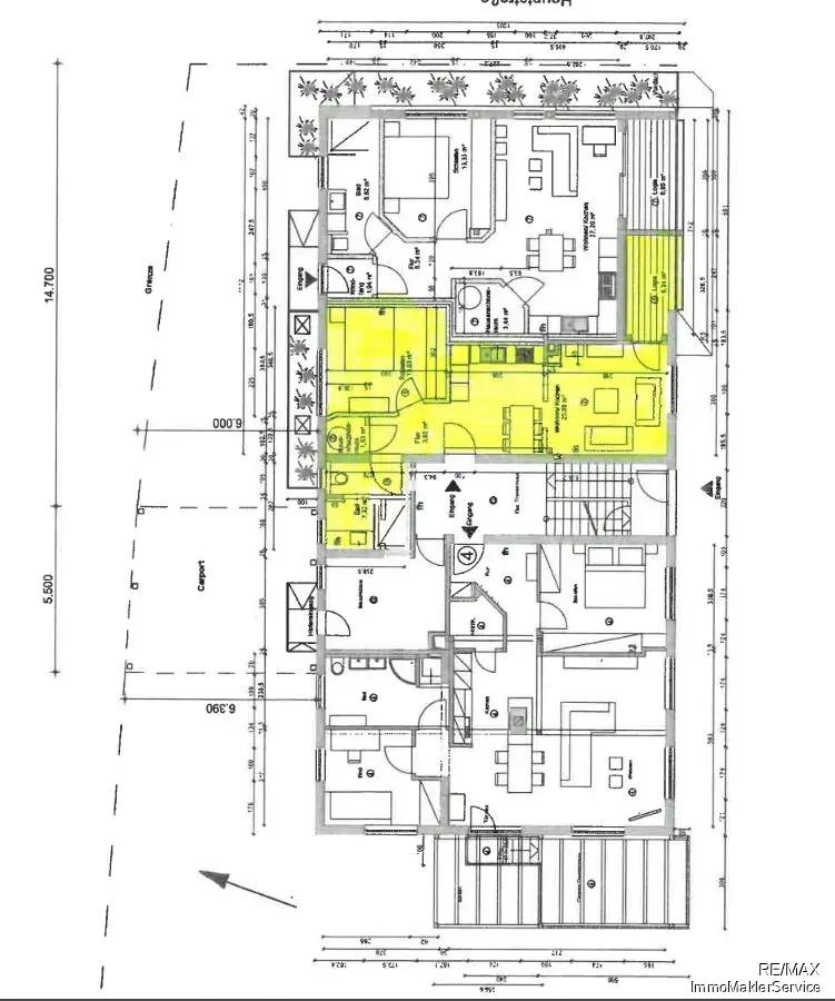 RX 2173-PU Grundriss Erdgeschoss farblich markiert vergrößert