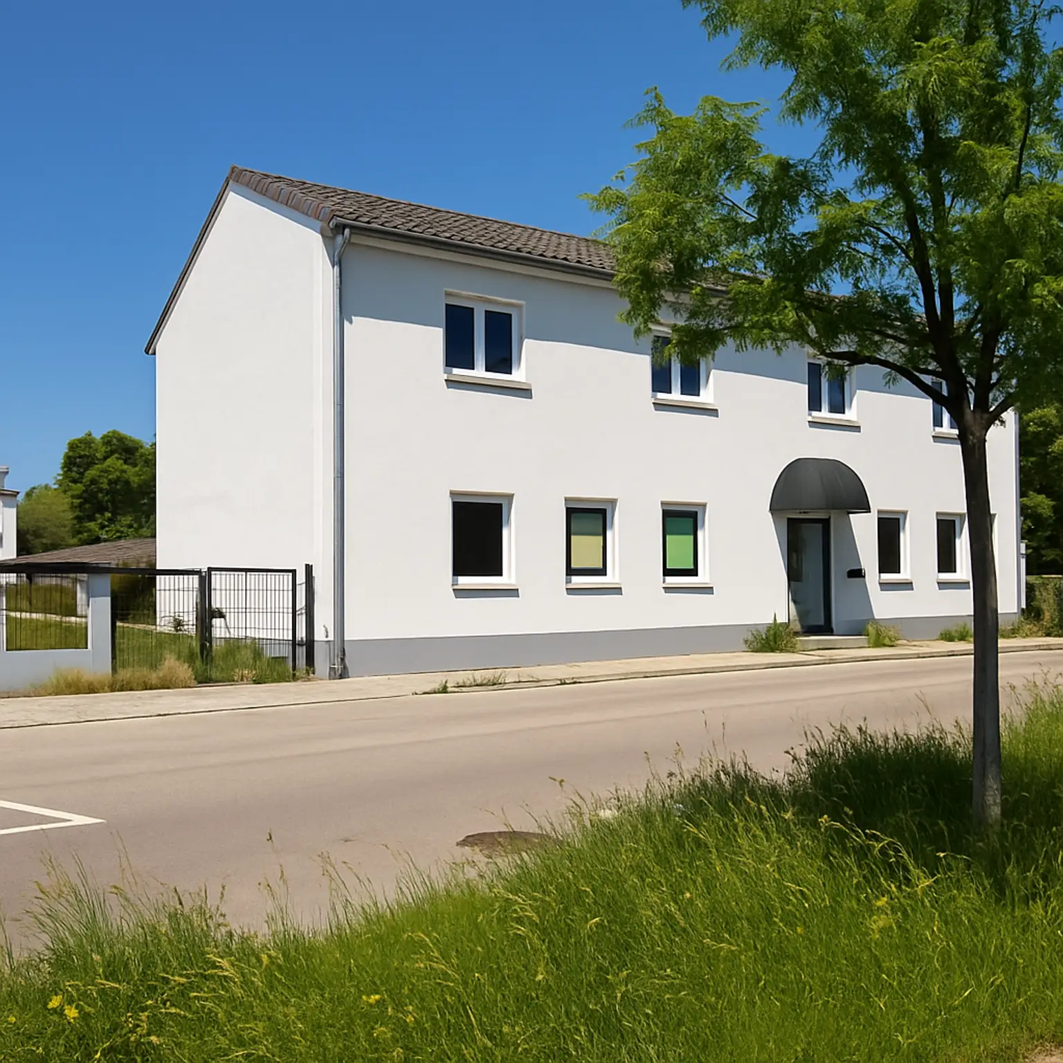 Ansicht mit Parkplatz