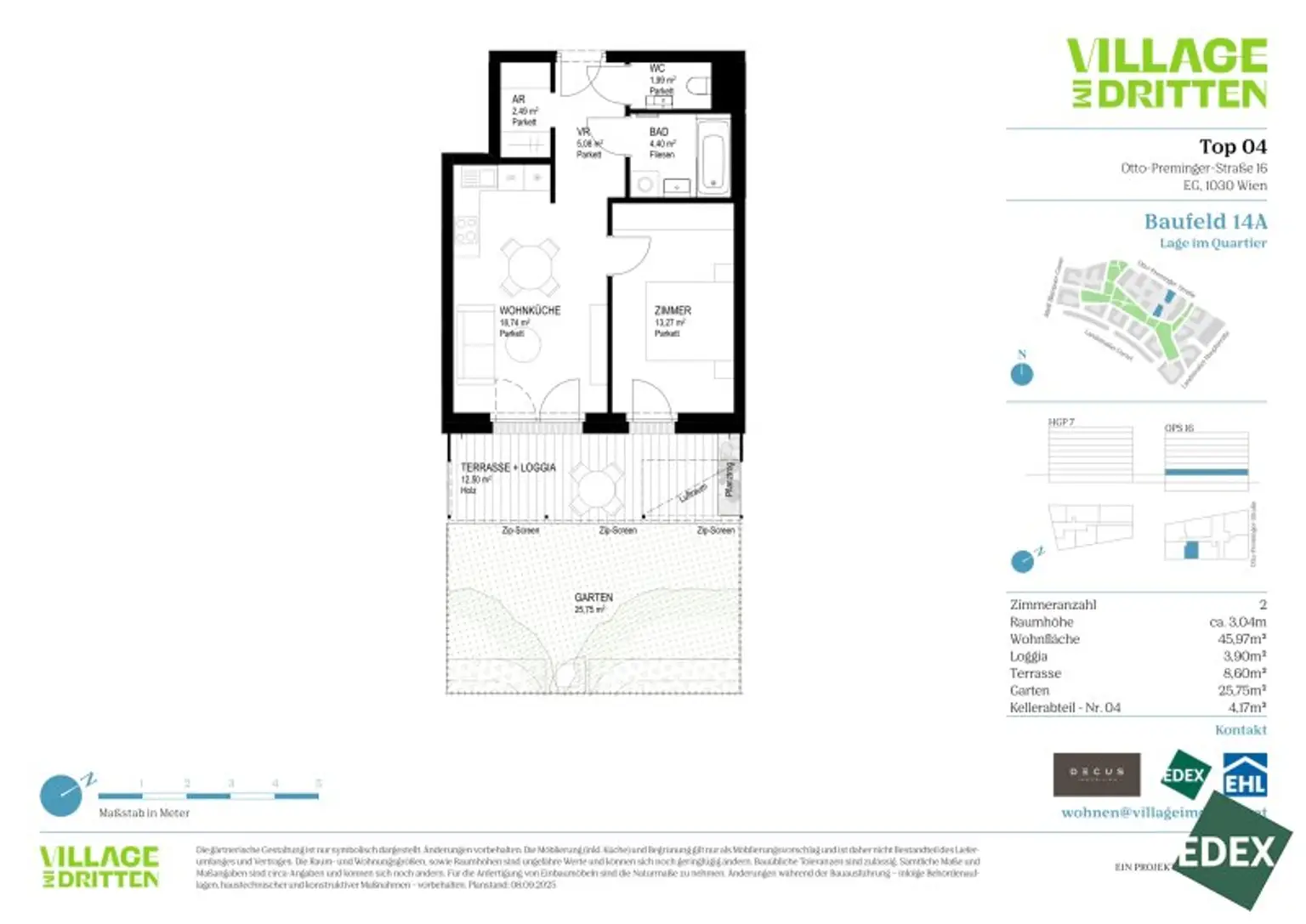 VILLAGE IM DRITTEN | ATTRAKTIVE 2-ZIMMER ANLEGERWOHNUNG MIT GARTEN