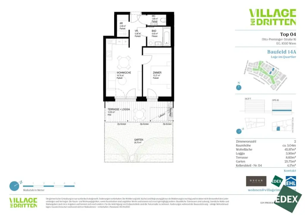 VILLAGE IM DRITTEN | ATTRAKTIVE 2-ZIMMER ANLEGERWOHNUNG MIT GARTEN