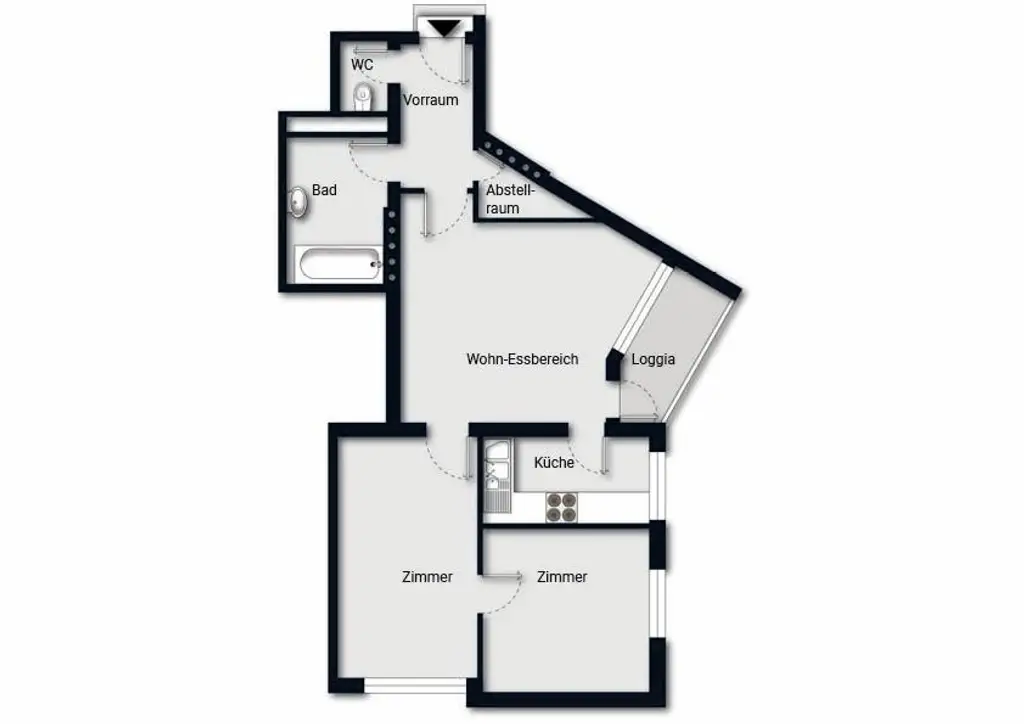 Zentral gelegen: 3-Zimmer-Wohnung mit herrlicher Loggia