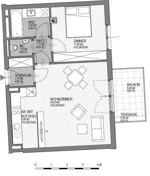 **Hofseitiger Balkon** Modernes Wohnen in ruhiger Lage