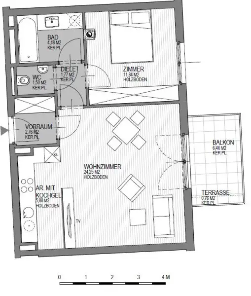 **Hofseitiger Balkon** Modernes Wohnen in ruhiger Lage