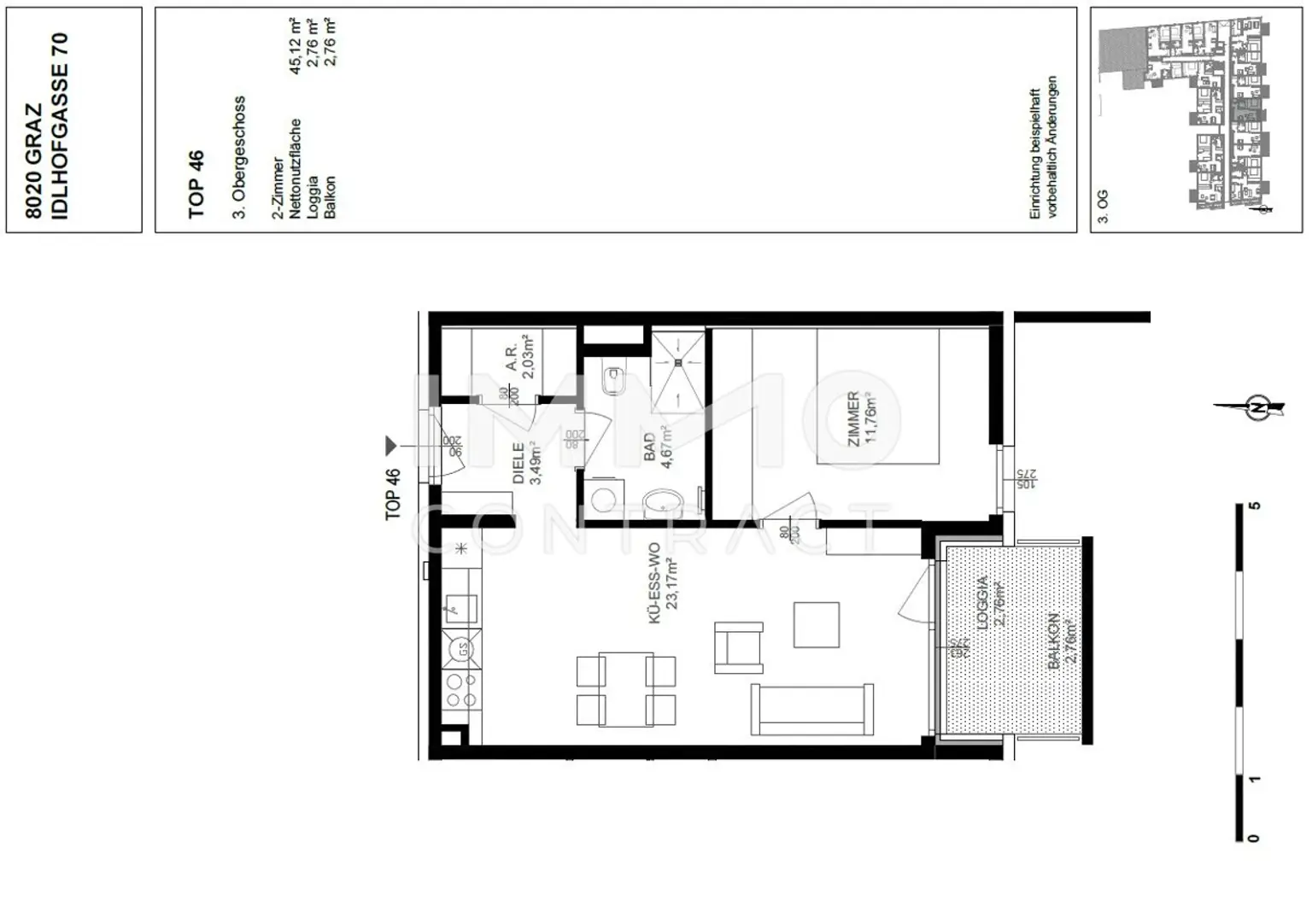Neuwertige - geförderte 2 Zimmer Wohnung  mit Balkon in zentraler Lage - Idlhofgasse 70 - Top 46