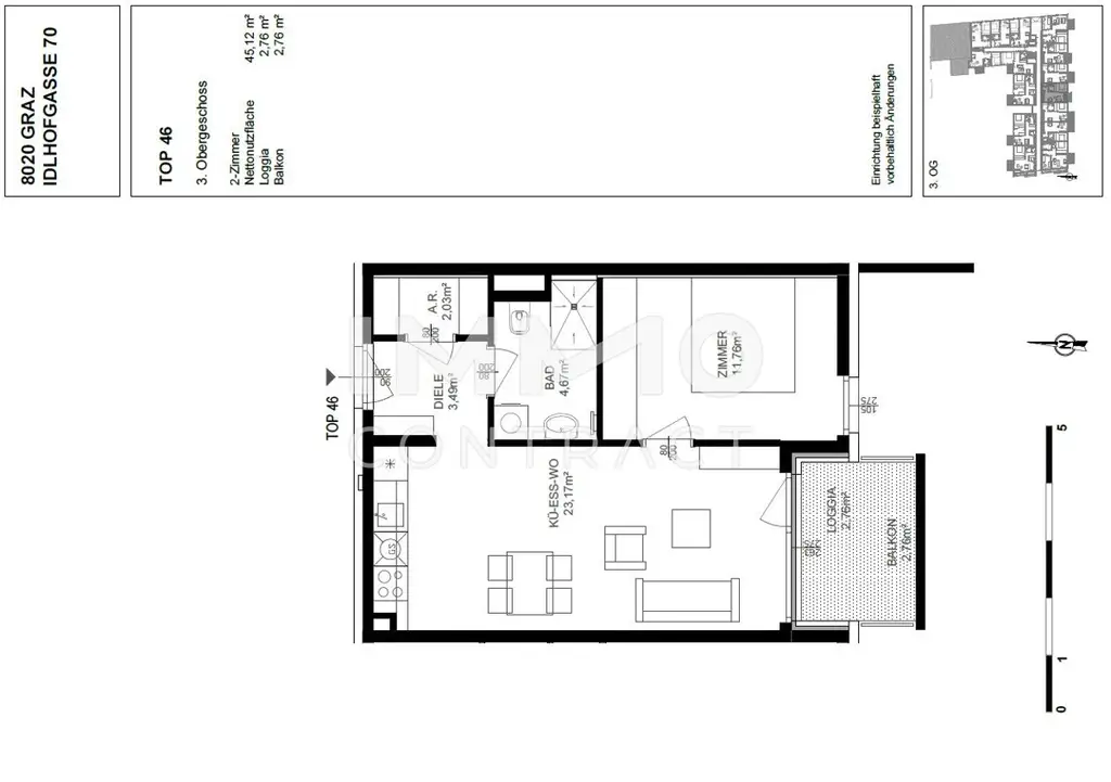Neuwertige - geförderte 2 Zimmer Wohnung  mit Balkon in zentraler Lage - Idlhofgasse 70 - Top 46