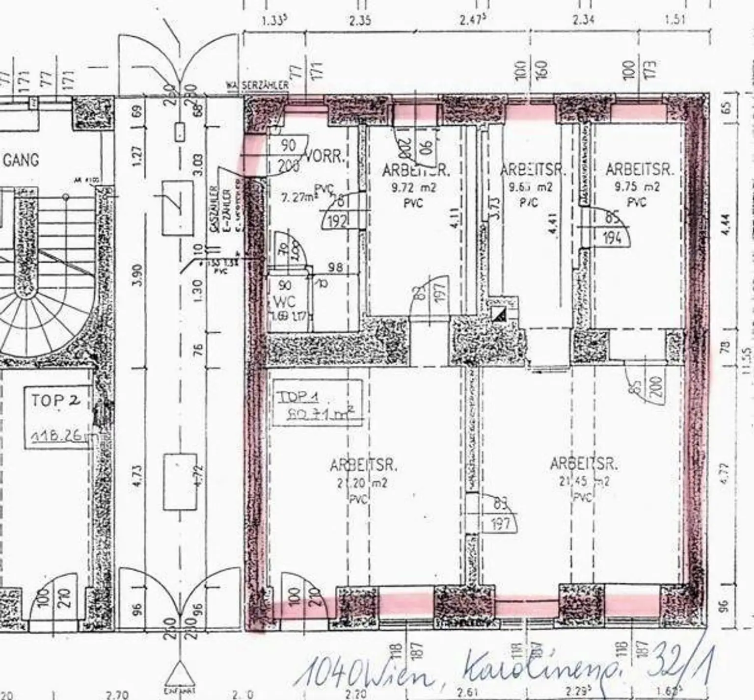 Ausschnitt Büro Grundriss