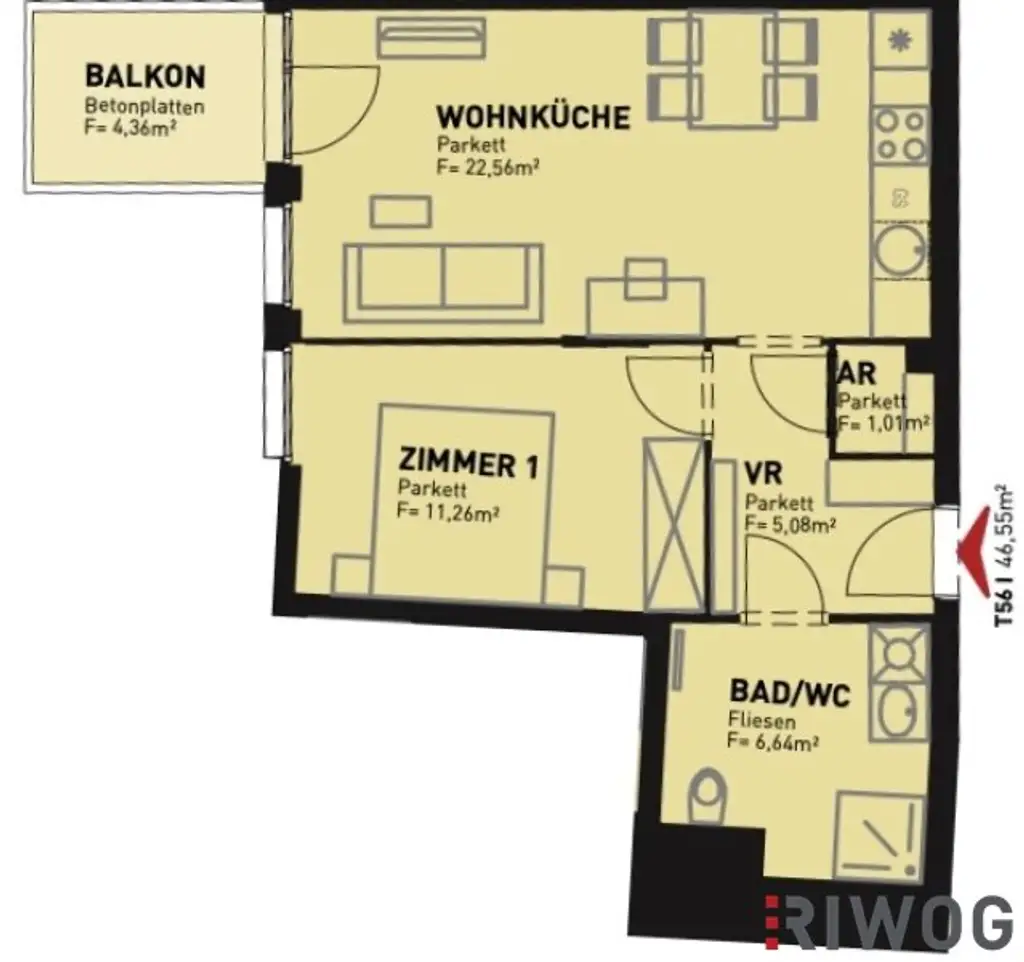 Grundrissplan TOP 56