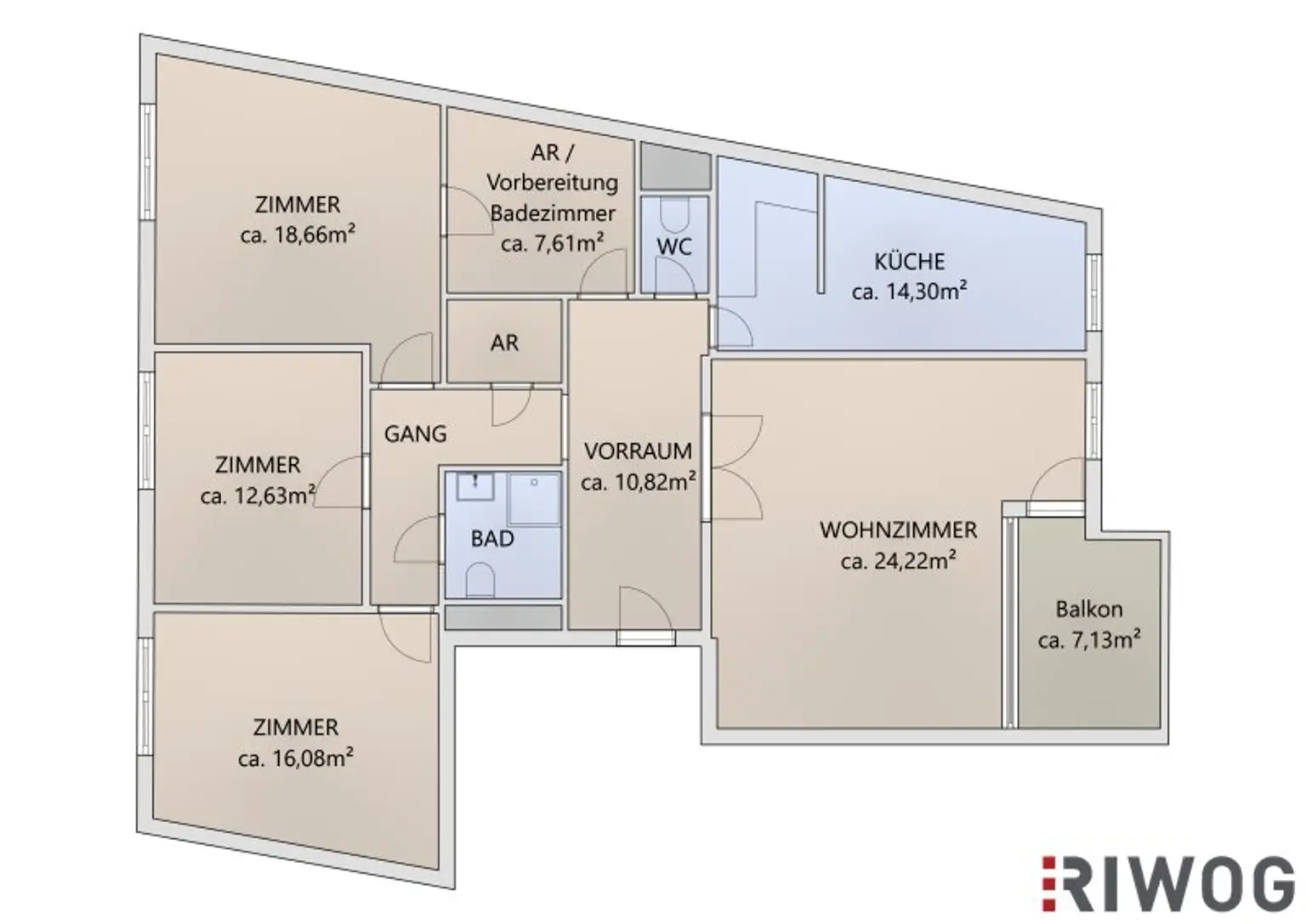 117m² Wohnung mit 4 Zimmern und Balkon | ruhige Lage | alle Räume zentral begehbar