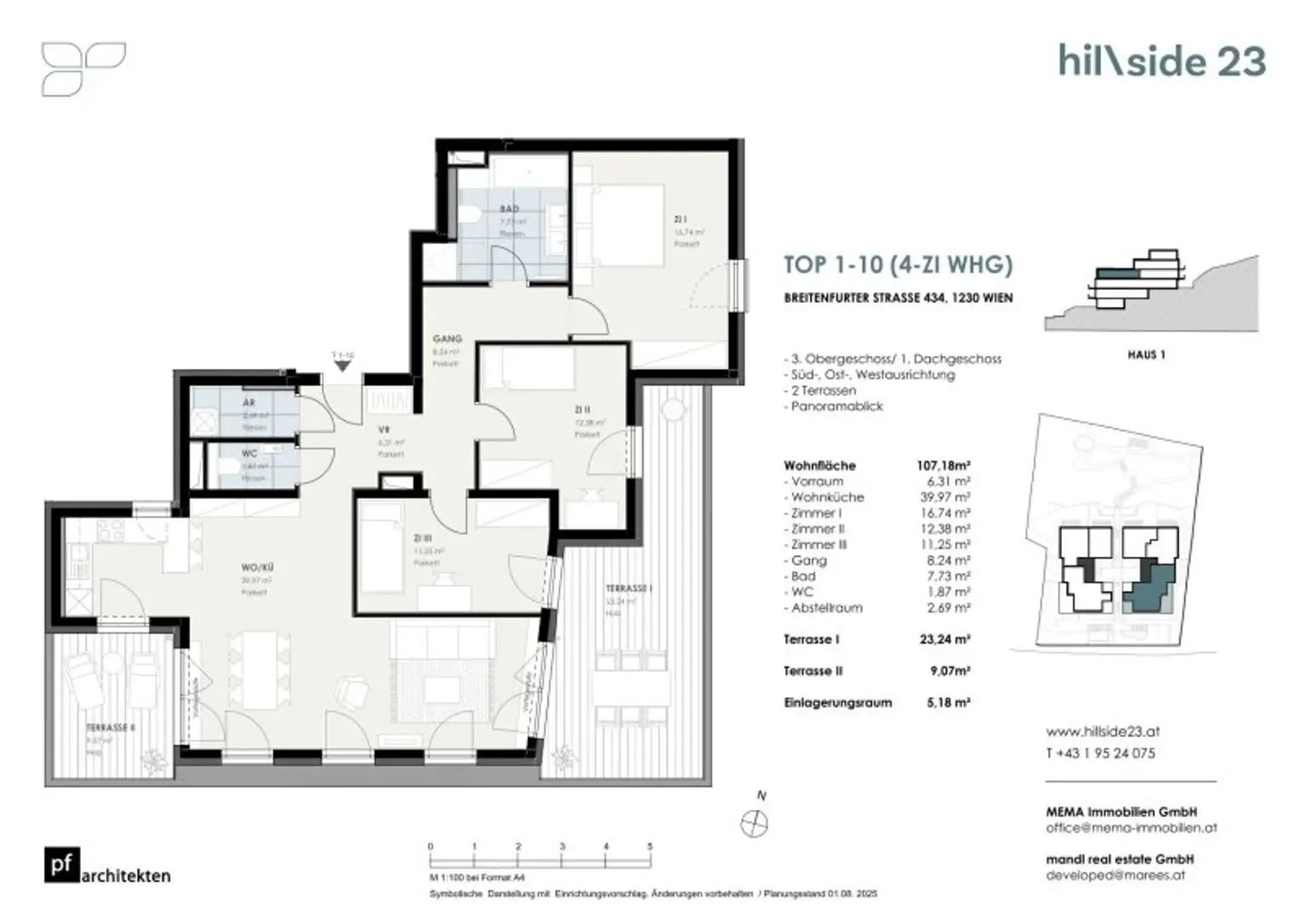 Außergewöhnliche 4-Zimmer-Dachgeschosswohnung mit 2 Terrasse zu verkaufen!