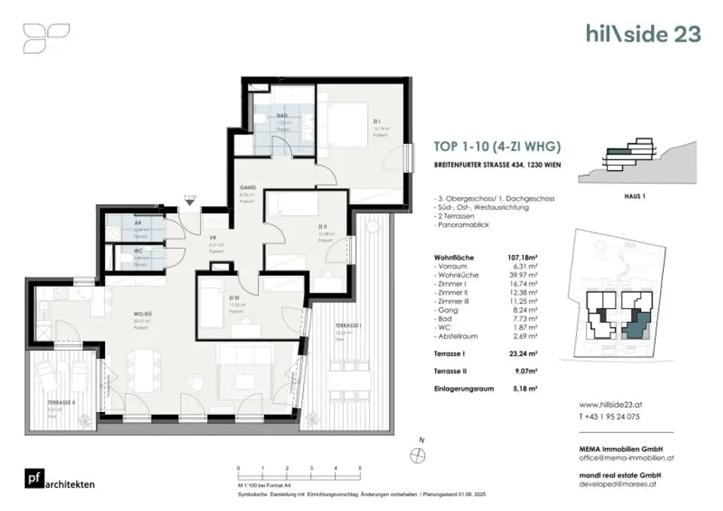 Außergewöhnliche 4-Zimmer-Dachgeschosswohnung mit 2 Terrasse zu verkaufen!