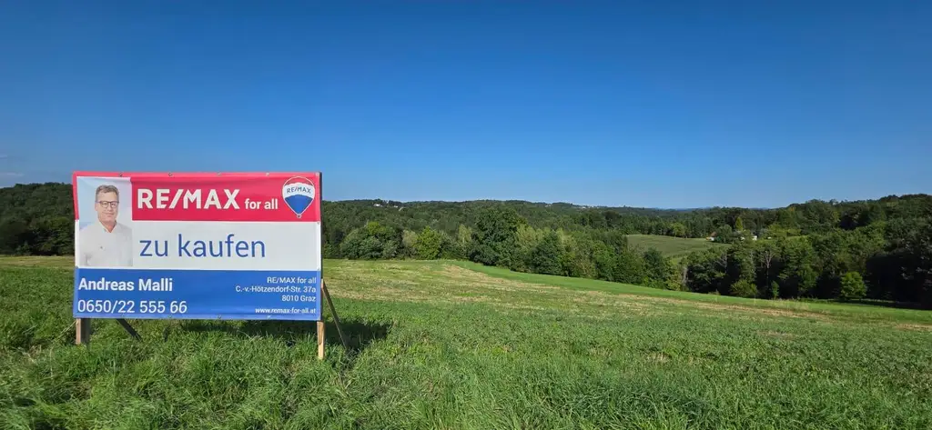 Baugrundstück mit viel Sonne im oststeirischen Hügelland 15 km von Graz!
