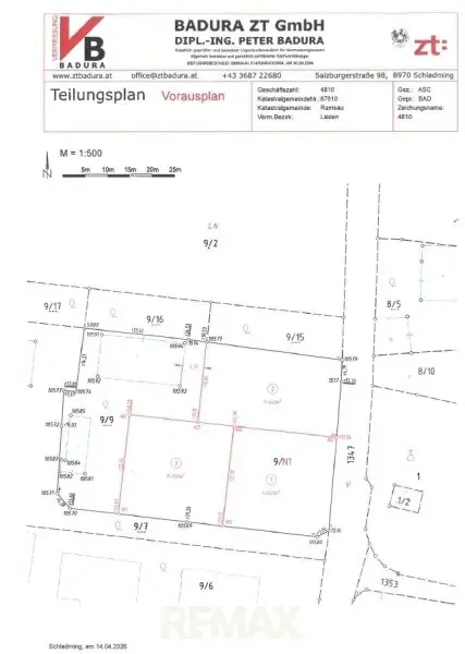 Teilungsplan Gst. 9/N1