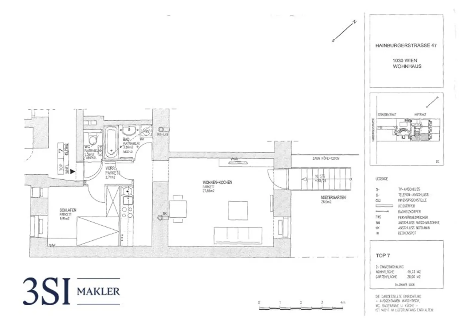 Elegante 2-Zimmer-Wohnung mit Eigengarten - in Top-Lage des 3. Bezirks